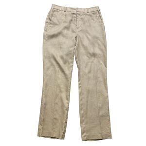 Lauren Ralph Lauren Pants Womens Sz 10 Tan 100% Linen Straight Leg Lined 32x33